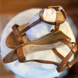 Brown Strappy Wedge Sandals